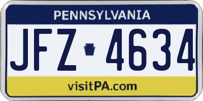 PA license plate JFZ4634