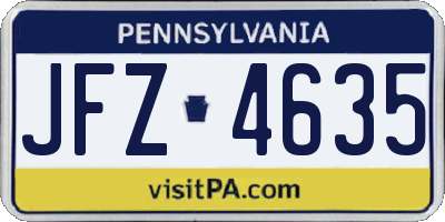 PA license plate JFZ4635