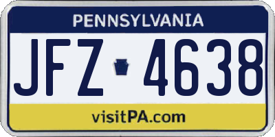 PA license plate JFZ4638