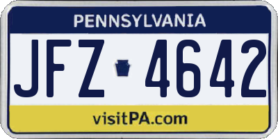 PA license plate JFZ4642