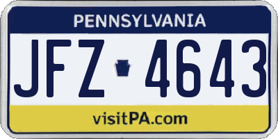 PA license plate JFZ4643