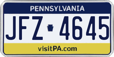 PA license plate JFZ4645