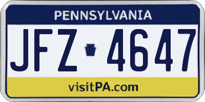 PA license plate JFZ4647