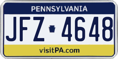 PA license plate JFZ4648