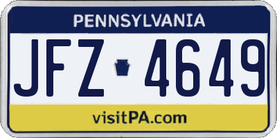 PA license plate JFZ4649