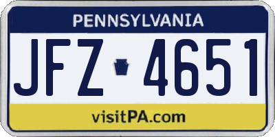 PA license plate JFZ4651