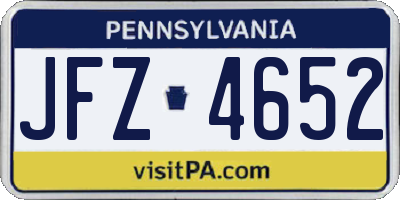 PA license plate JFZ4652