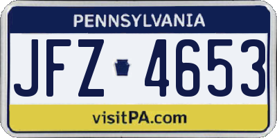 PA license plate JFZ4653