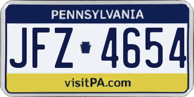 PA license plate JFZ4654