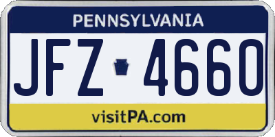 PA license plate JFZ4660