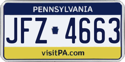 PA license plate JFZ4663