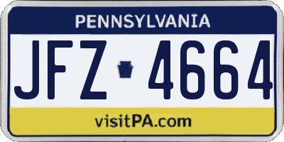 PA license plate JFZ4664