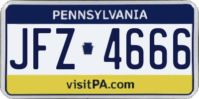 PA license plate JFZ4666