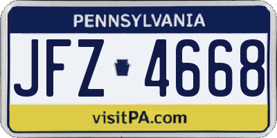 PA license plate JFZ4668