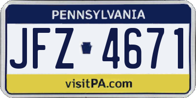 PA license plate JFZ4671