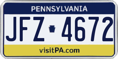 PA license plate JFZ4672