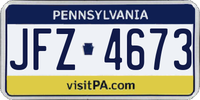 PA license plate JFZ4673