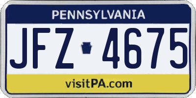 PA license plate JFZ4675