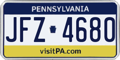 PA license plate JFZ4680