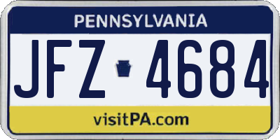 PA license plate JFZ4684