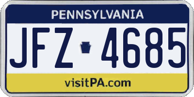 PA license plate JFZ4685