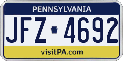 PA license plate JFZ4692