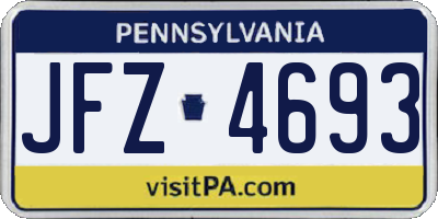 PA license plate JFZ4693