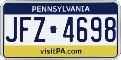 PA license plate JFZ4698
