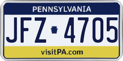 PA license plate JFZ4705