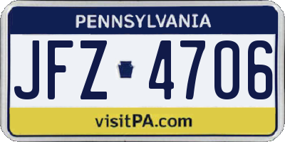 PA license plate JFZ4706