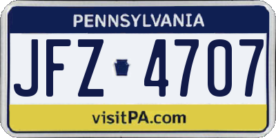 PA license plate JFZ4707