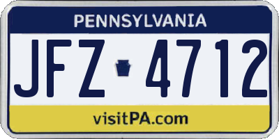 PA license plate JFZ4712