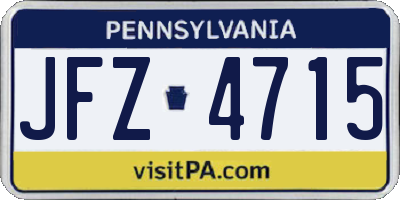 PA license plate JFZ4715