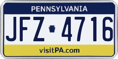 PA license plate JFZ4716