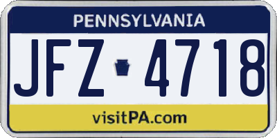 PA license plate JFZ4718