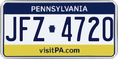 PA license plate JFZ4720