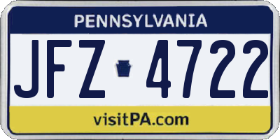 PA license plate JFZ4722