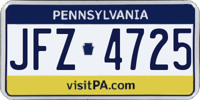 PA license plate JFZ4725