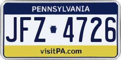 PA license plate JFZ4726
