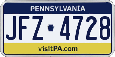 PA license plate JFZ4728