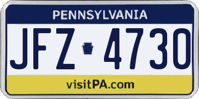 PA license plate JFZ4730