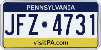 PA license plate JFZ4731