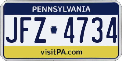 PA license plate JFZ4734