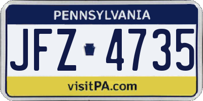 PA license plate JFZ4735