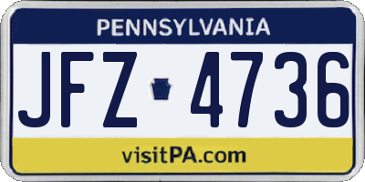PA license plate JFZ4736