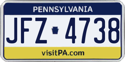 PA license plate JFZ4738