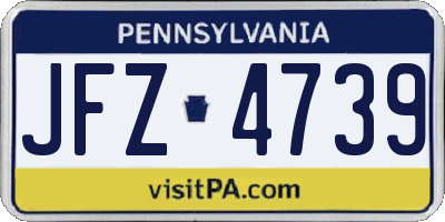 PA license plate JFZ4739