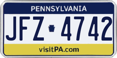 PA license plate JFZ4742