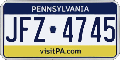 PA license plate JFZ4745