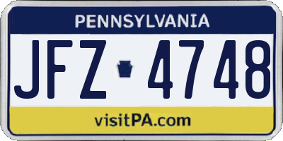 PA license plate JFZ4748